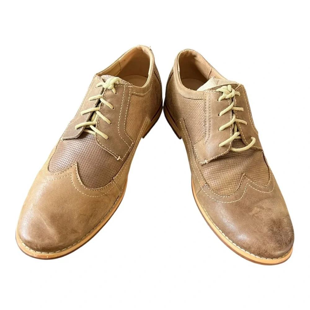 Steve Madden Shoes Mens Size 10 Crysp Casual Wing Tip Oxford Lace-up Leather Tan